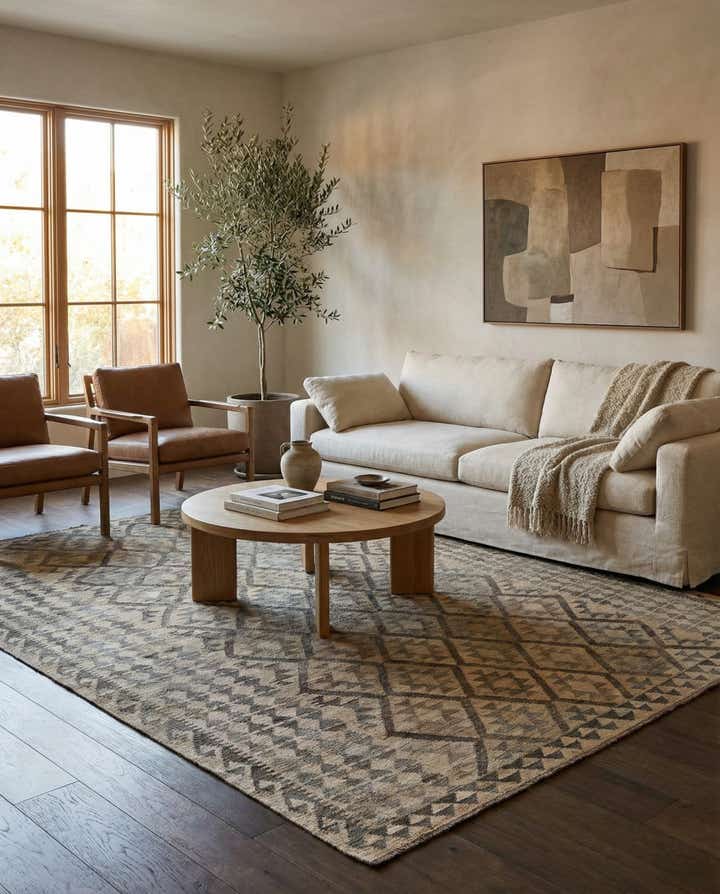 6' 11 x 9' 11 Hand Woven Kilim Maymana Wool Rug