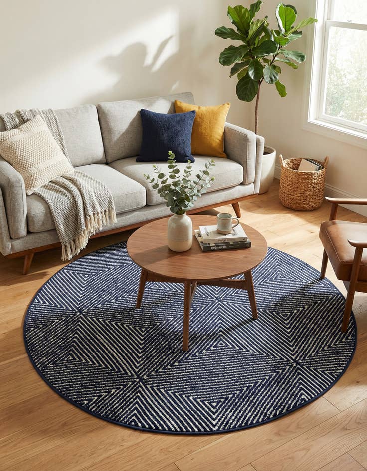 Detail image of 5' x 5' Easy-Clean Sabrina Soto Indoor / Outdoor Round Rug