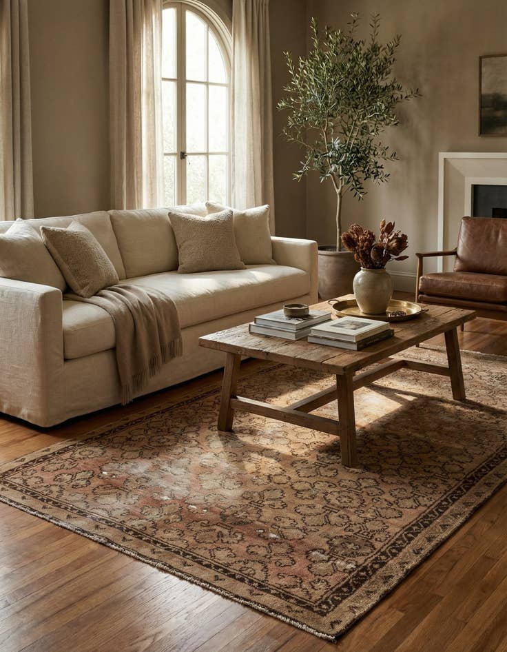 Detail image of 4' 4 x 8' 1  Hand Knotted Ultra Vintage Persian Wool Rug