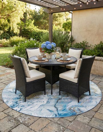 7' 10 x 7' 10 Easy-Clean Modern Indoor / Outdoor Round Rug