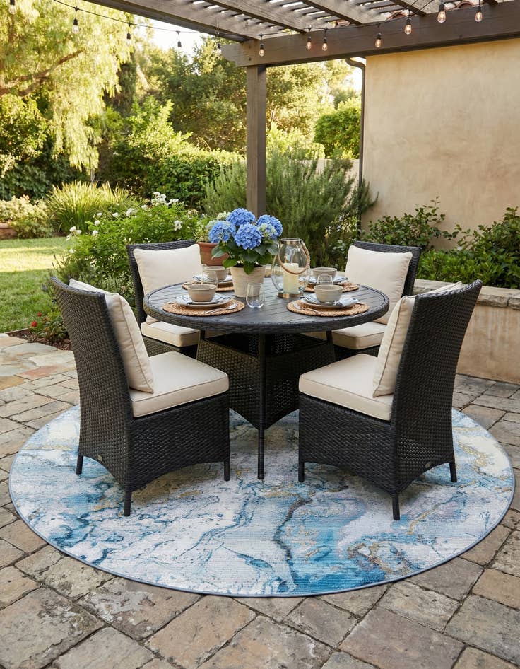 Detail image of  7' 10 x 7' 10  Washable Modern Indoor / Outdoor Round Rug