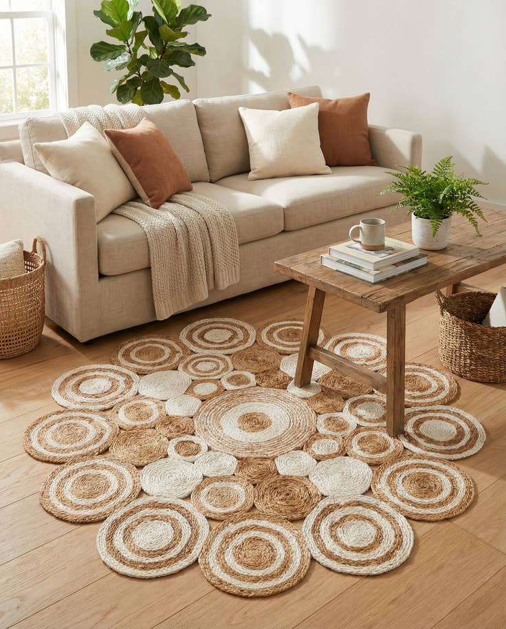 Detail image of 4' 1 x 4' 1 Handmade Braided Jute Round Rug