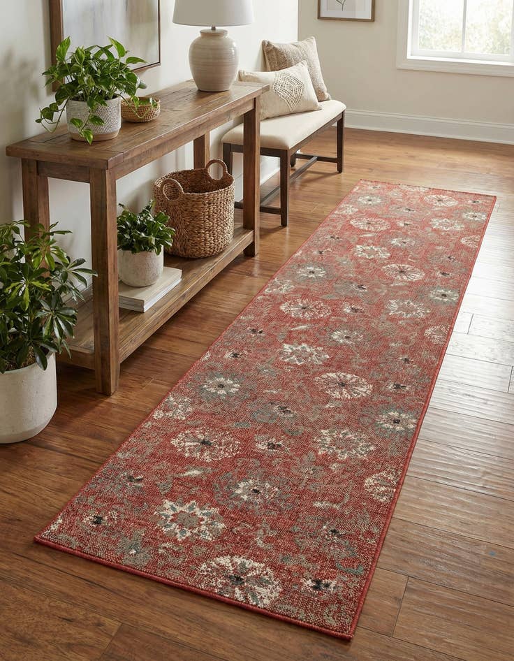 Detail image of  2' 7 x 12'  Washable Botanical Indoor / Outdoor Runner Rug
