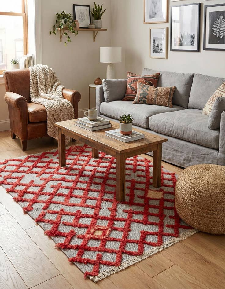 Detail image of 4' x 5' 6  Hand Knotted Moroccan Wool Rug