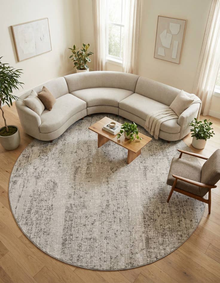 Detail image of 12' x 12'  Washable Modern Indoor / Outdoor Round Rug