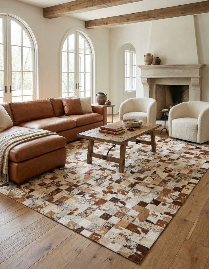 Detail image of 8' x 9' 10 Cowhide Leather Rug