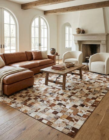 8' x 9' 10 Cowhide Leather Rug