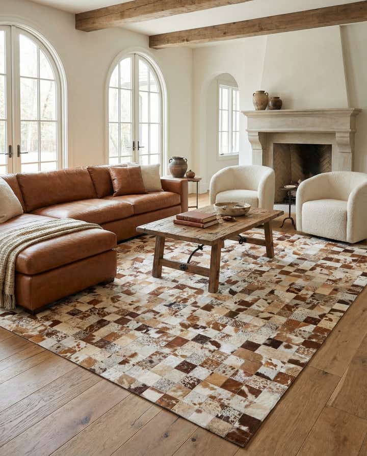 8' x 9' 10 Cowhide Leather Rug