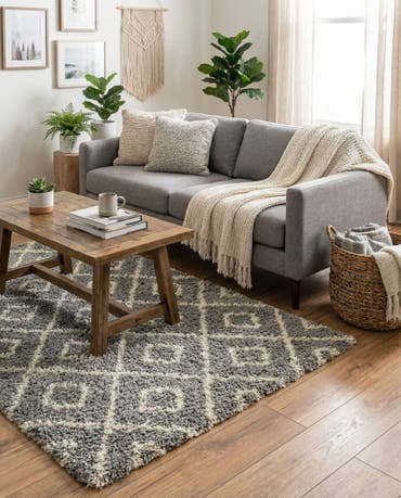  4' x 4' Lattice Shag Square Rug