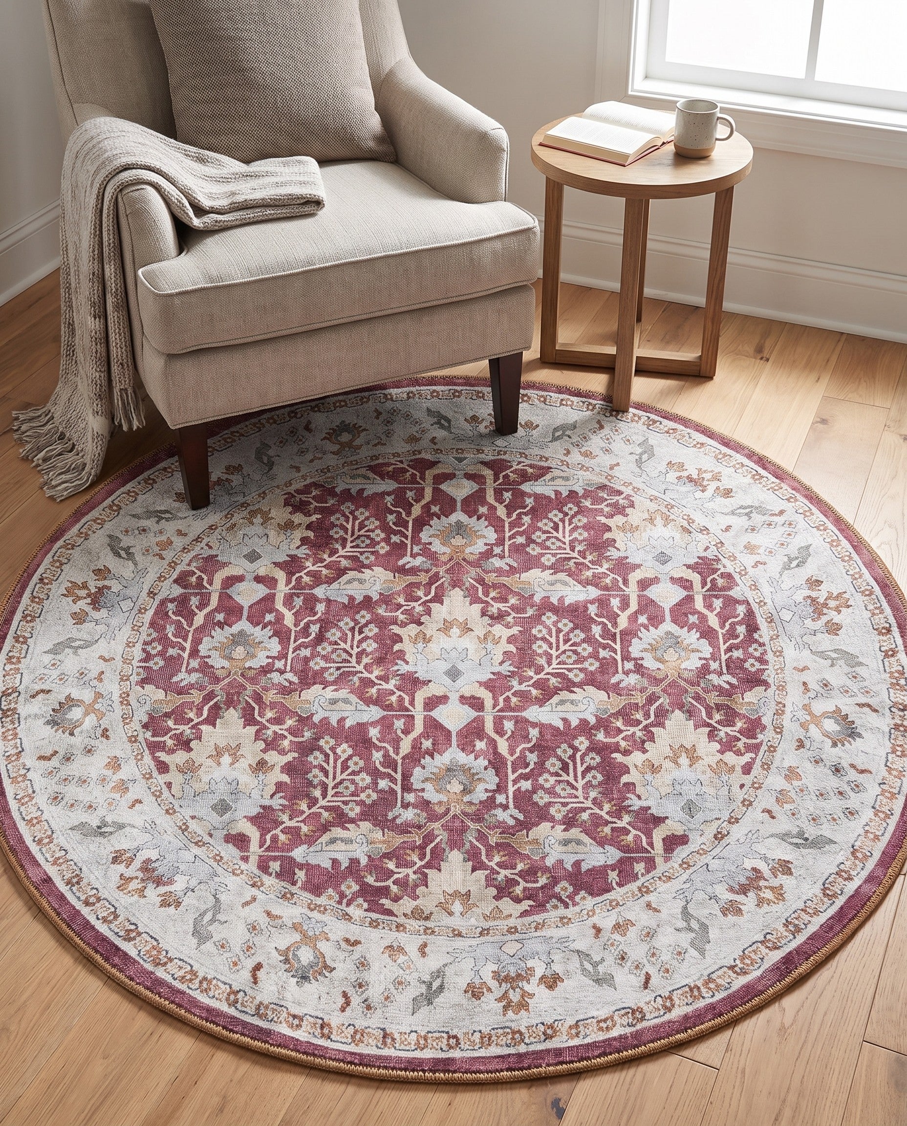 3' 6 x 3' 6 Washable Timeless Round Rug