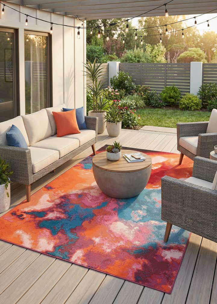 6' 1 x 9' Easy-Clean Modern Indoor / Outdoor Rug
