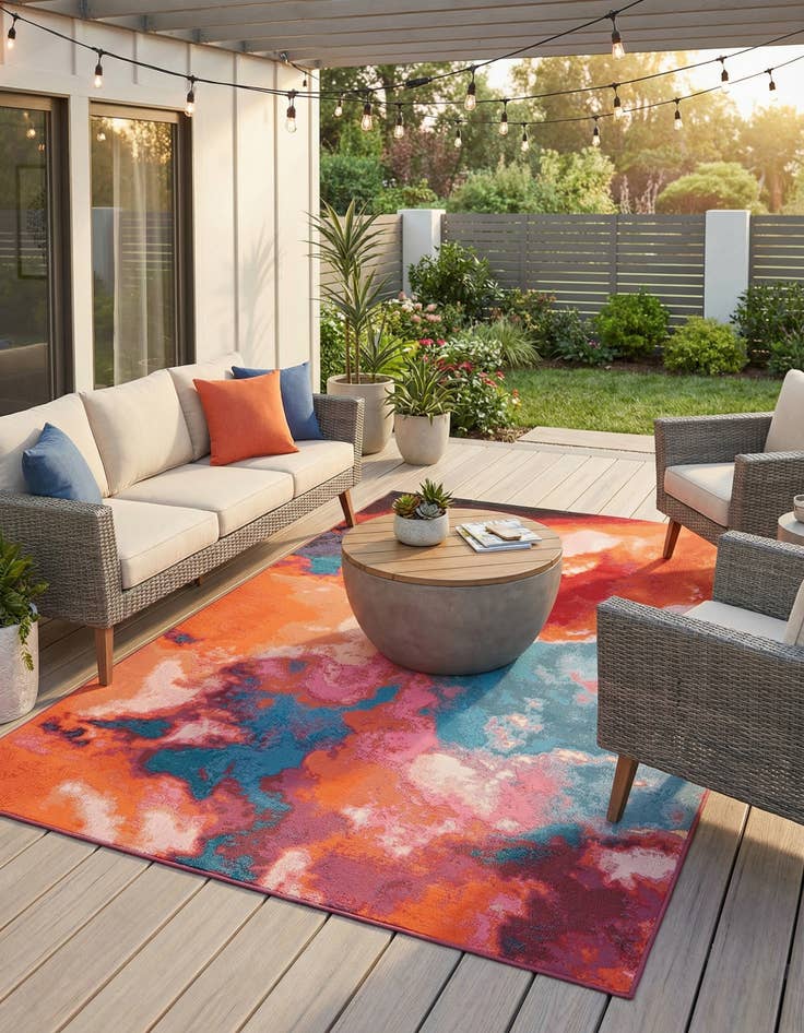 Detail image of 6' 1 x 9'  Washable Modern Indoor / Outdoor Rug