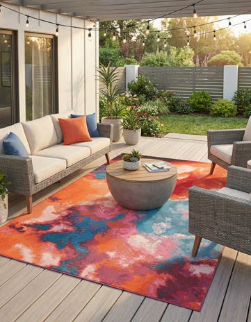 6' 1 x 9' Easy-Clean Modern Indoor / Outdoor Rug