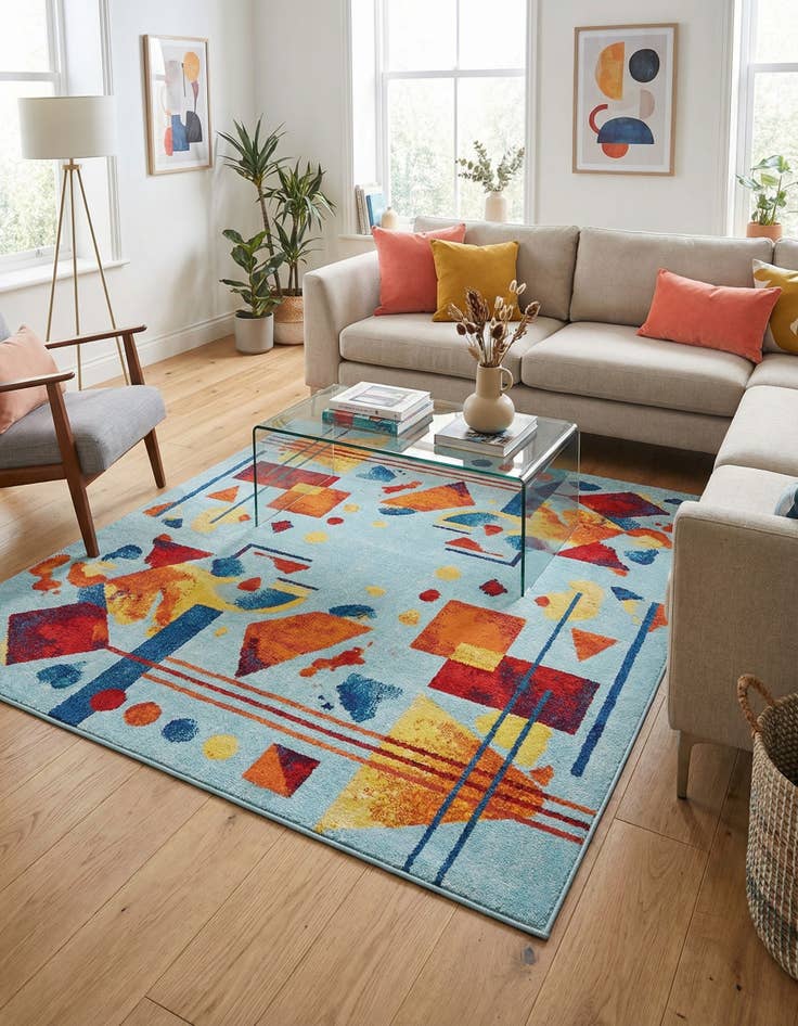 Detail image of 9' 10 x 9' 10  Washable Vivid Square Rug