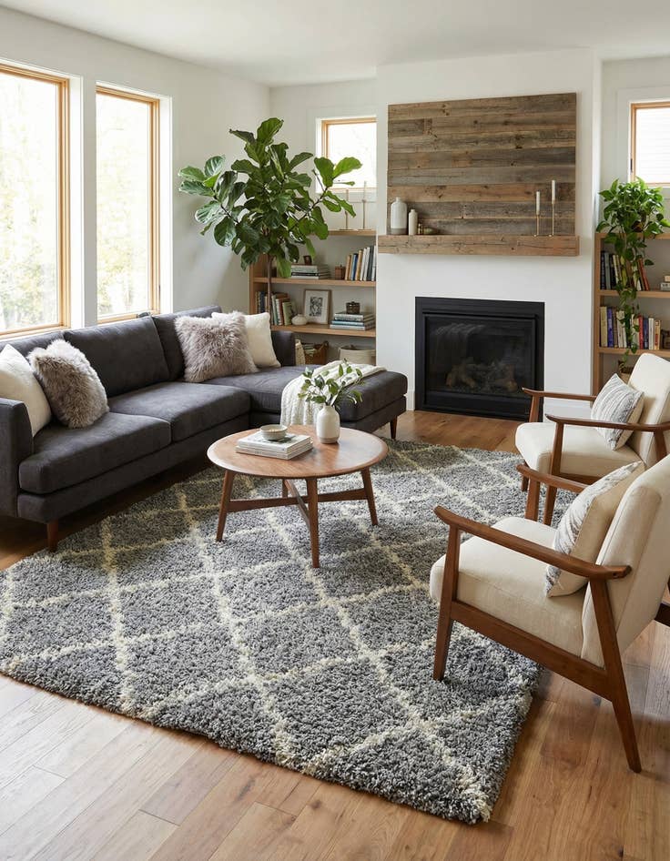 Detail image of  10' 8 x 14' Lattice Shag Rug