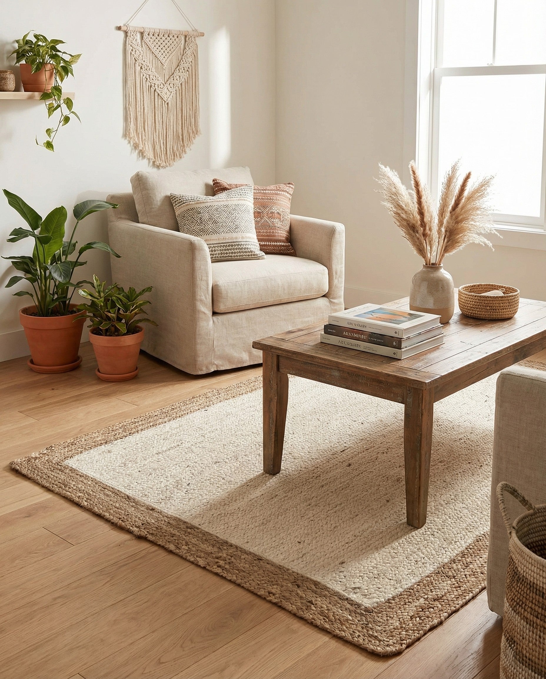  4' 1 x 6' 1  Hand Braided Jute Rug