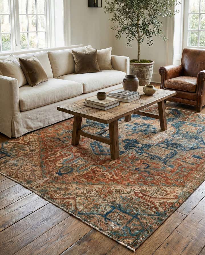6' 2 x 7' 3 Hand Knotted Ultra Vintage Persian Wool Rug