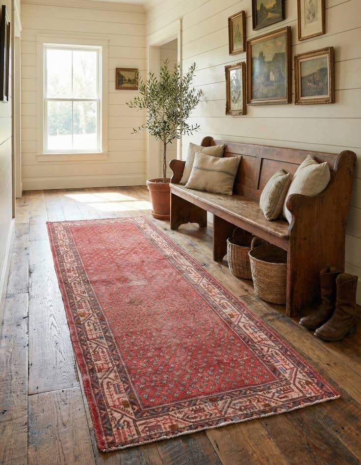 Detail image of 3' 5 x 9' 9 Hand Knotted Ultra Vintage Persian Wool Runner Rug