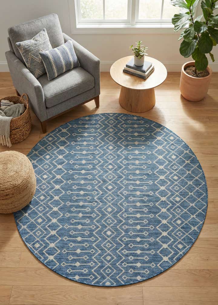 7' x 7' Easy-Clean Trellis Indoor / Outdoor Round Rug