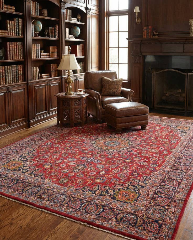 Detail image of 9' 8 x 12' 8 Hand Knotted Mashad Persian Wool Rug