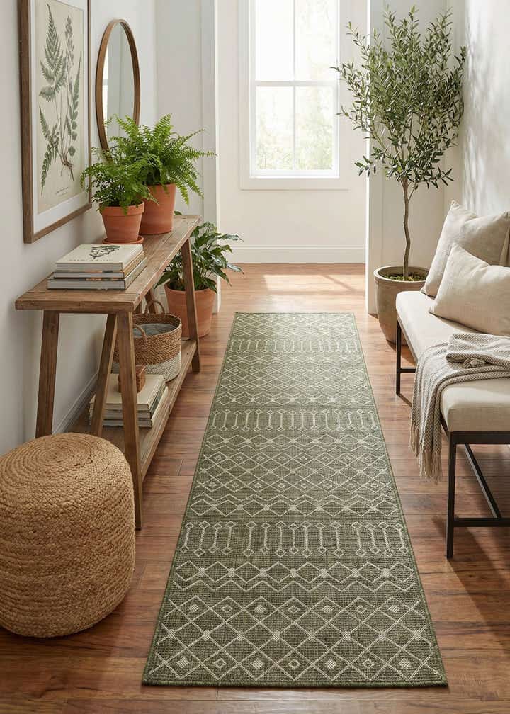 2' 7 x 13' Easy-Clean Trellis Indoor / Outdoor Runner Rug