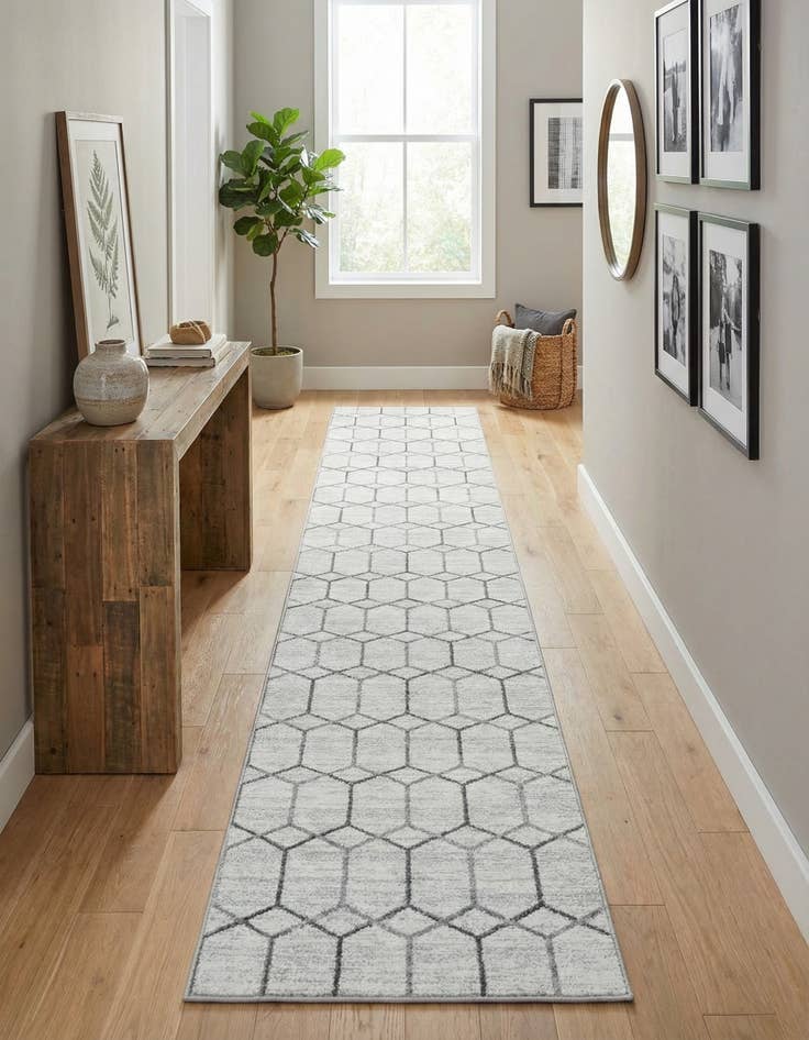 Detail image of  2' 7 x 16' 5 Lattice Trellis Runner Rug