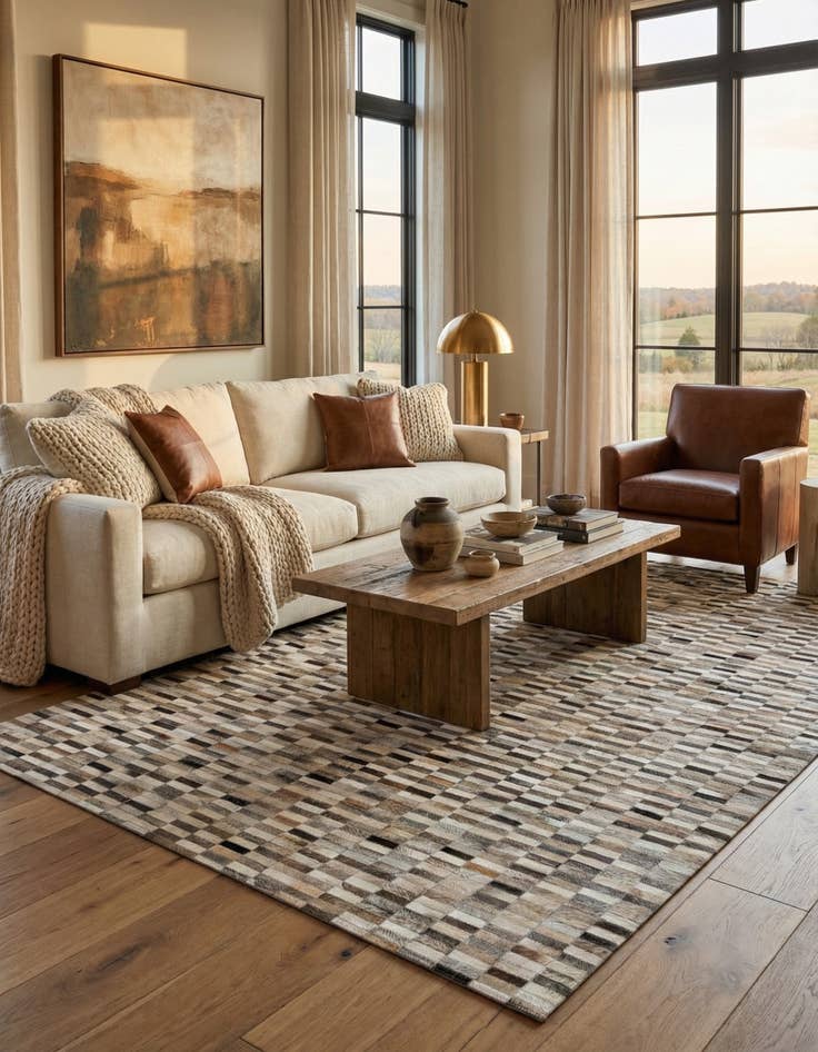 Detail image of 6' x 9' Cowhide Stocks Rug