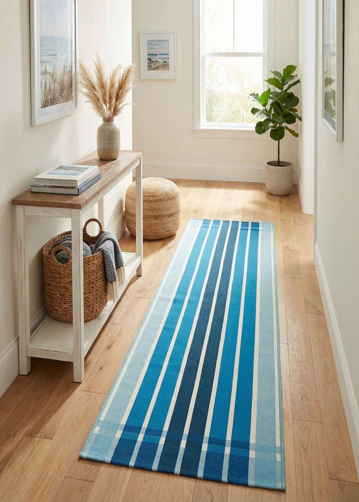 2' 7 x 12' Easy-Clean Striped Indoor / Outdoor Runner Rug
