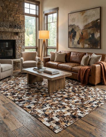 5' 1 x 8' 1 Cowhide Leather Rug