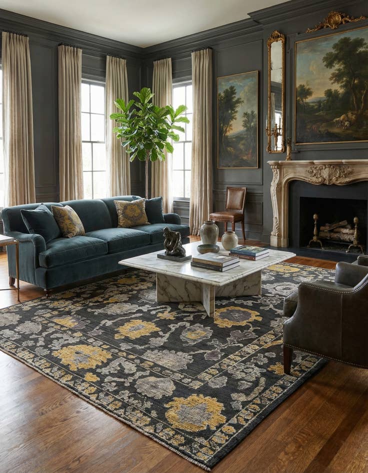 Detail image of 9' 3 x 12'  Hand Knotted Oushak Wool Rug