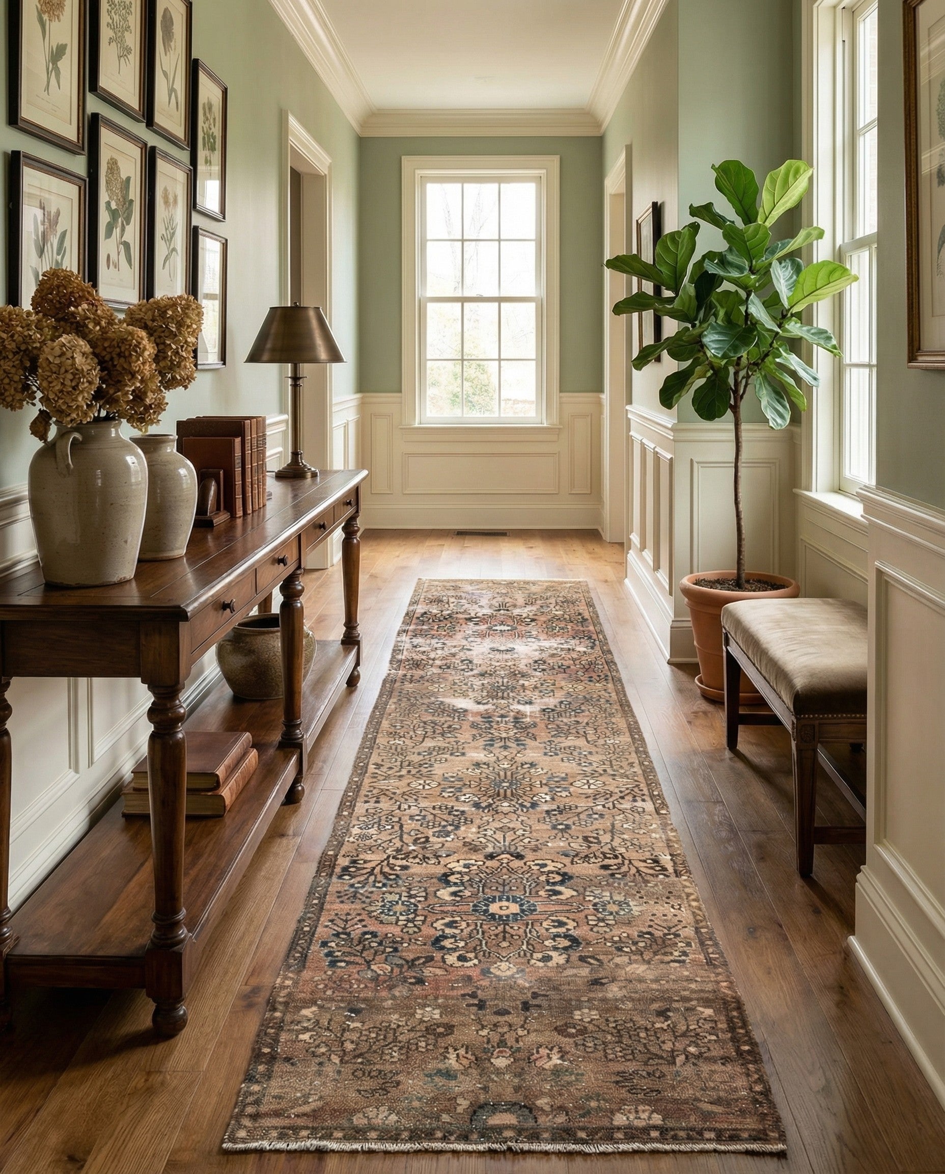 85cm x 455cm Hand Knotted Ultra Vintage Persian Wool Runner Rug