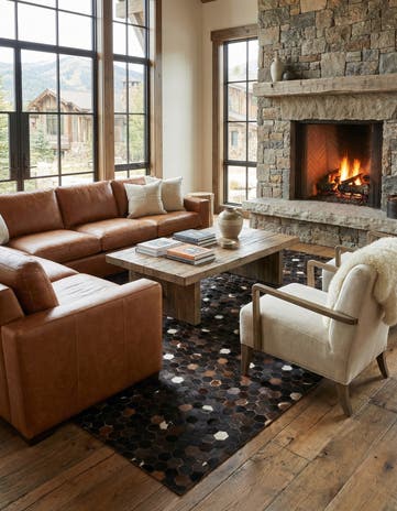 5' x 8' 2 Cowhide Leather Rug