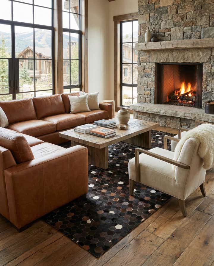 5' x 8' 2 Cowhide Leather Rug