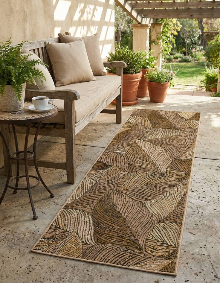 Detail image of 2' x 6' Easy-Clean Botanical Indoor / Outdoor Runner Rug