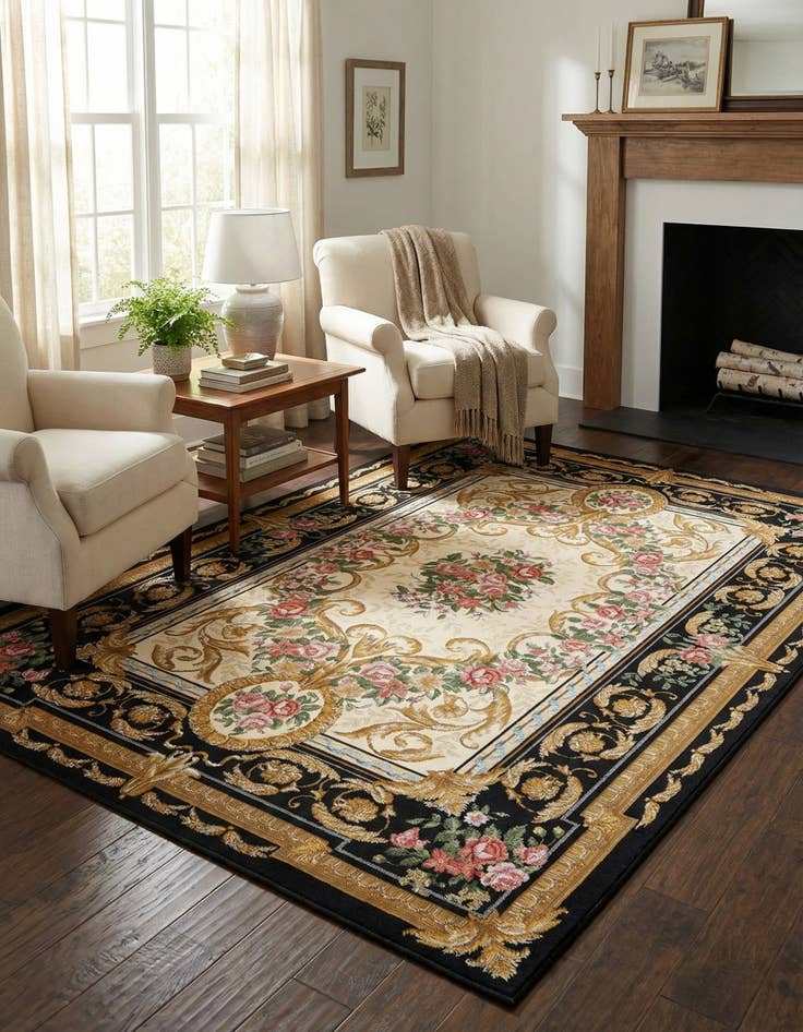 Detail image of 5' x 8'  Washable Traditional Indoor / Outdoor Rug