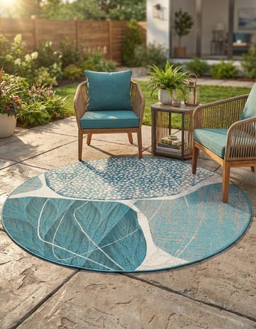 5' 3 x 5' 3 Easy-Clean Modern Indoor / Outdoor Round Rug