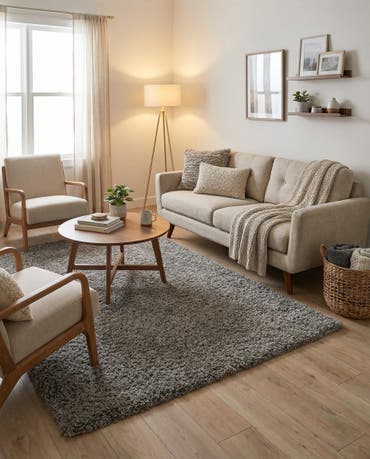  5' 3 x 5' 3 Solid Shag Square Rug