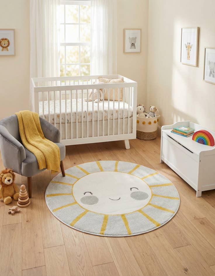 Detail image of 4' 1 x 4' 1 Sun Whimsy Kids Round Rug