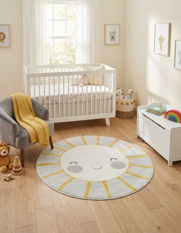 4' 1 x 4' 1 Sun Whimsy Kids Round Rug