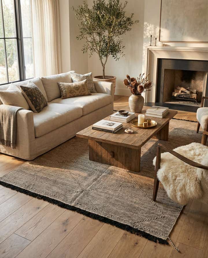 6' 1 x 7' 8 Hand Knotted Moroccan Wool Rug