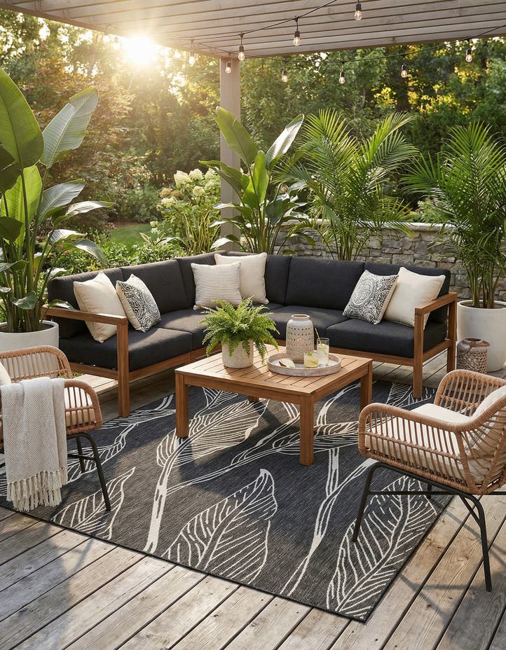 7' x 10' Easy-Clean Botanical Indoor / Outd...