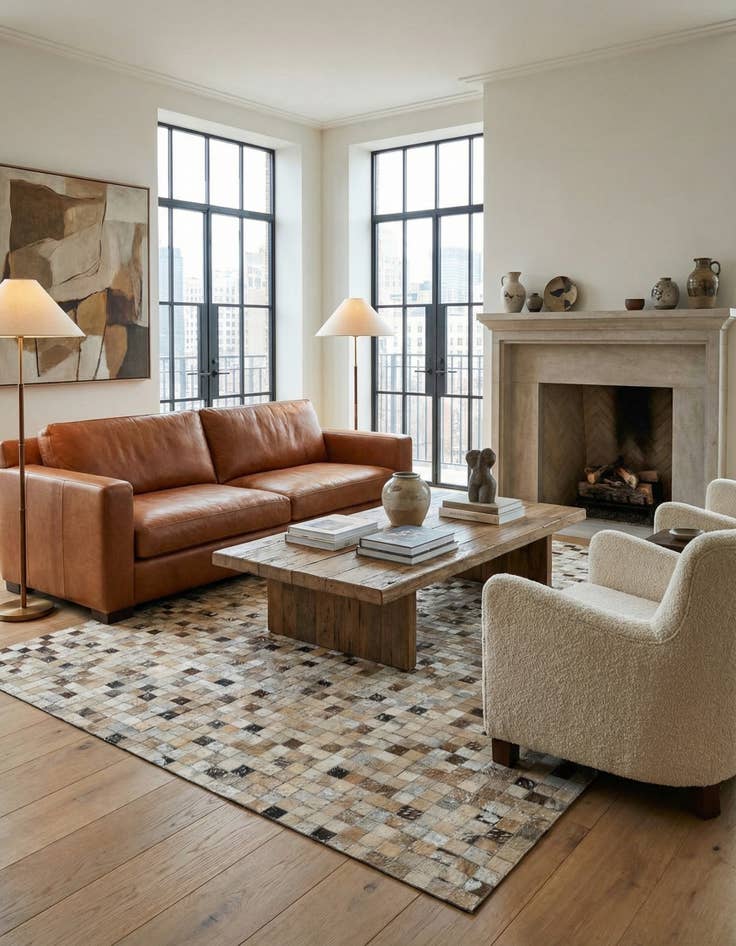 Detail image of  5' x 7' 9 Cowhide - Patchwork Rug