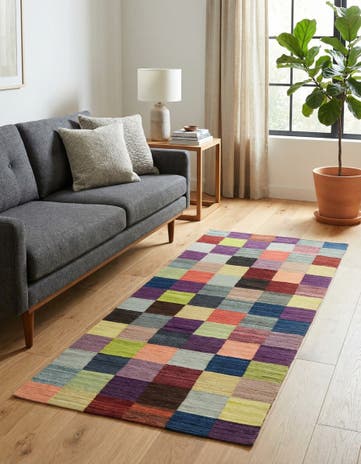 2' 9 x 6' 7 Hand Woven Kilim Modern Wool Runner Rug