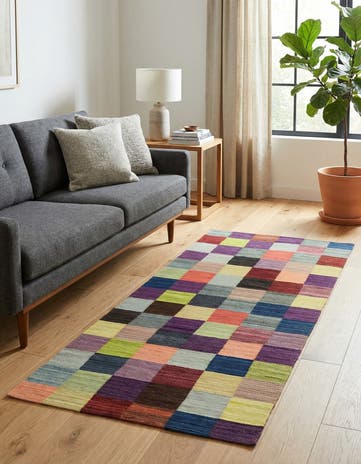 2' 9 x 6' 7 Hand Woven Kilim Modern Wool Runner Rug