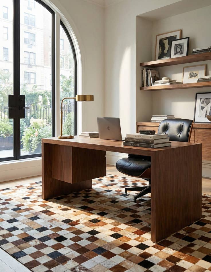 Detail image of 5' 1 x 8' 1 Cowhide Leather Rug