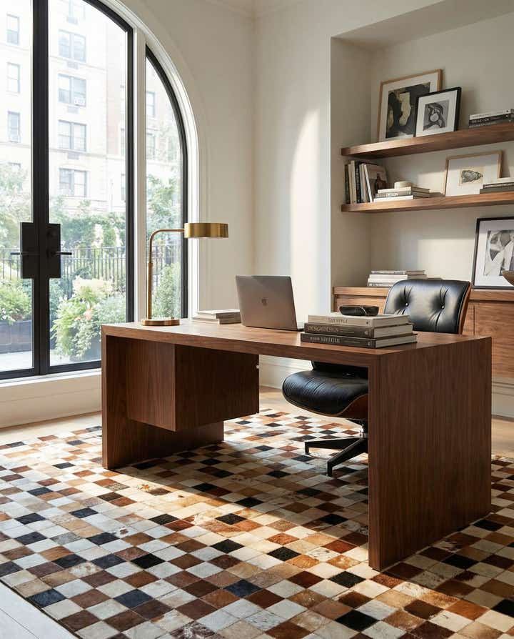 5' 1 x 8' 1 Cowhide Leather Rug