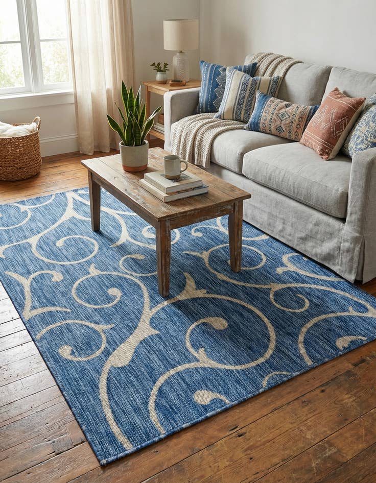 Detail image of 4' x 6' Easy-Clean Botanical Indoor / Outdoor Rug