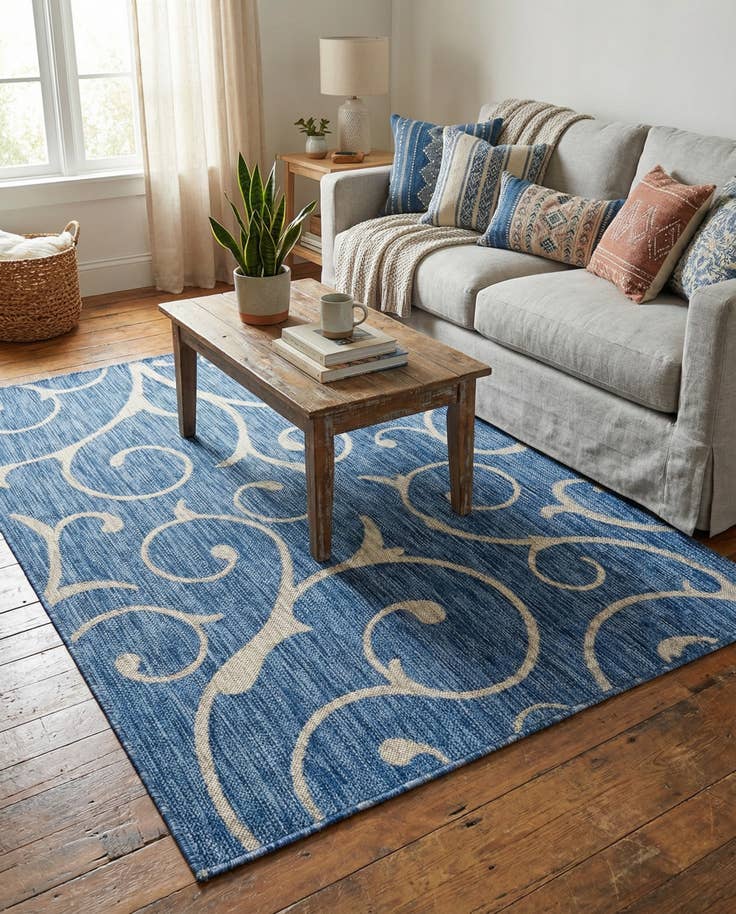 Detail image of 4' x 6' Easy-Clean Botanical Indoor / Outdoor Rug