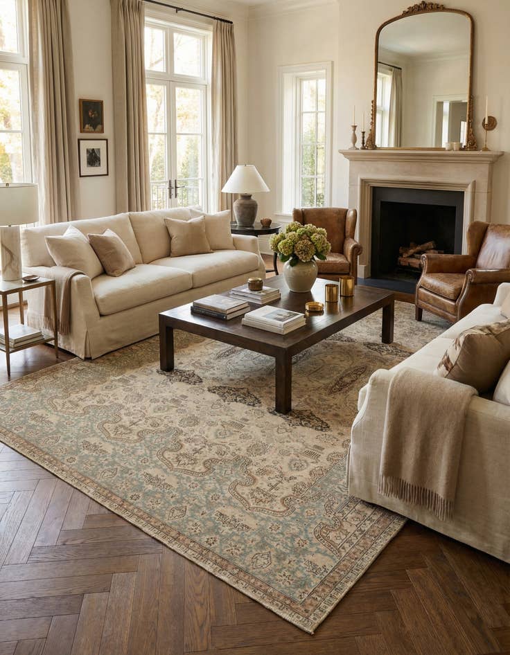 Detail image of  6' 10 x 10' 4  Hand Knotted Ultra Vintage Persian Wool Rug