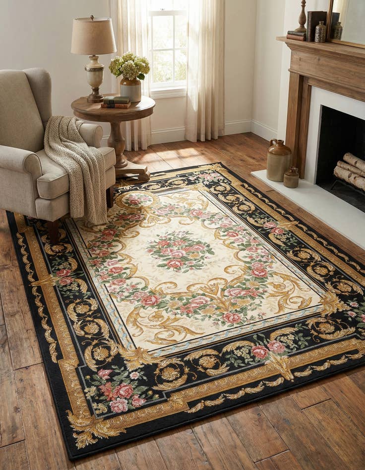 Detail image of 5' x 8'  Washable Traditional Indoor / Outdoor Rug